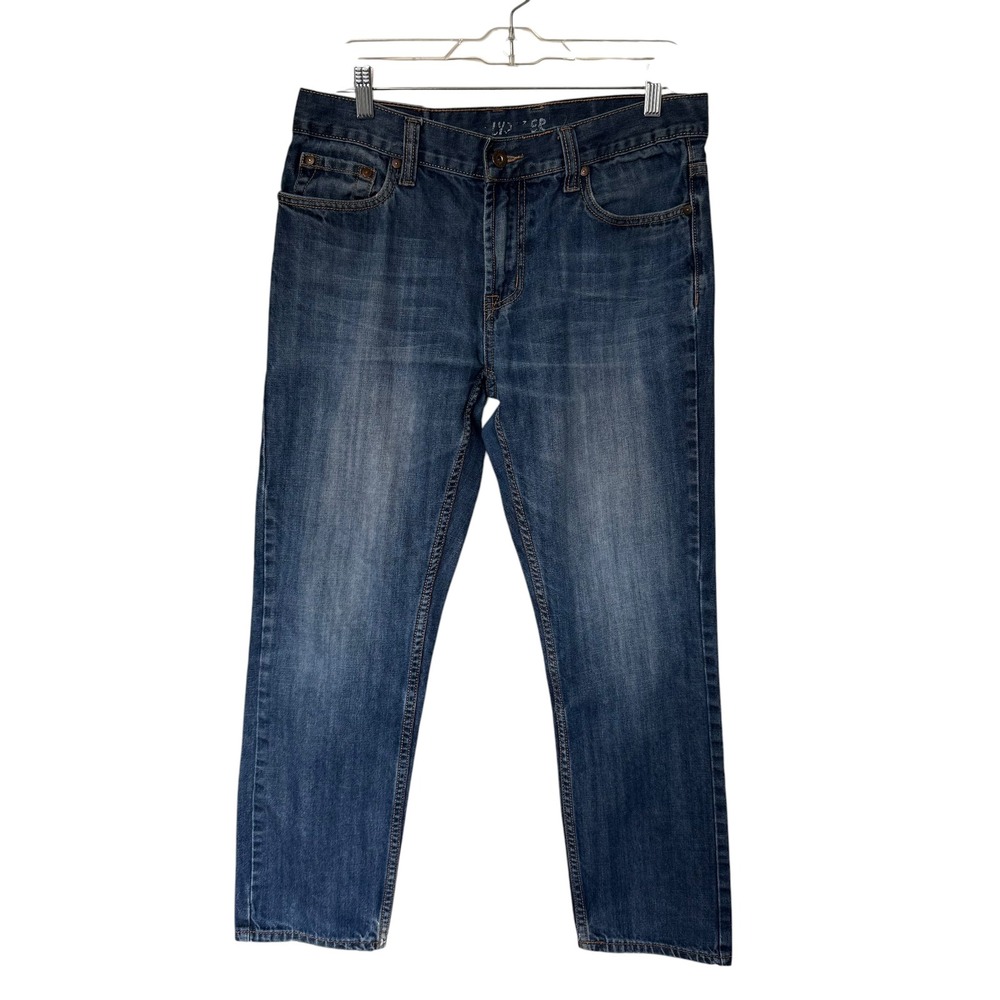 Flypaper Slim Cut Jeans‎ Mens 33 Blue Good Whiskered 100% Cotton Denim